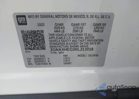 2024 Chevrolet Equinox Fwd Ls z USA, uszkodzony, nr VIN 3GNAXHEG3RL213018